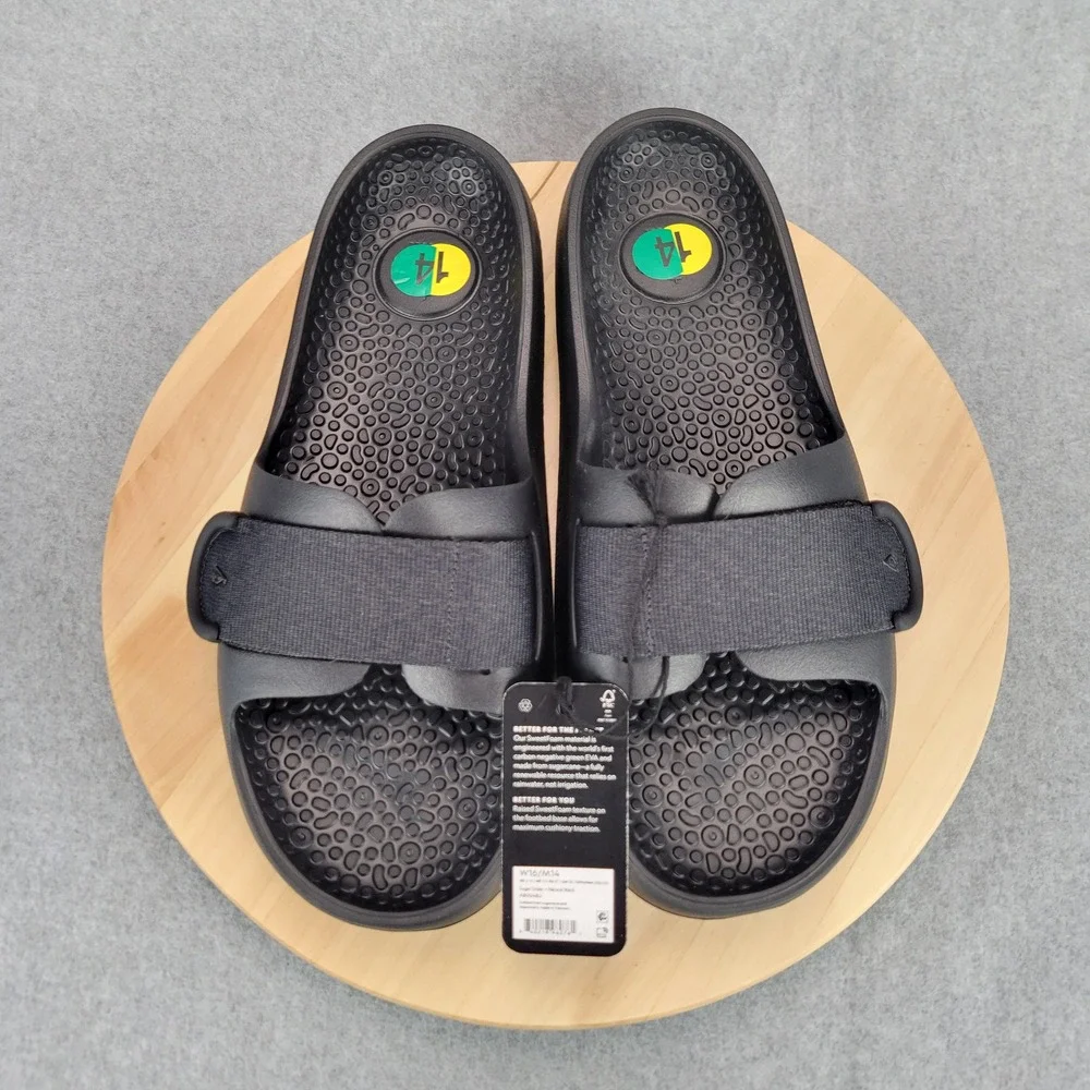 Allbirds Sugar‎ Slider Mens Size 14 Black Sustainable SweetFoam Adjustable Strap